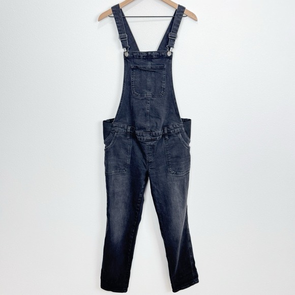 Old Navy Denim - Old Navy Maternity Overalls‎ Womens 8 Black Straight Leg Bib Stretch Panel Denim